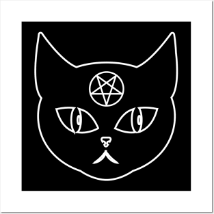 Cute Occult Satanic Cat Posters and Art